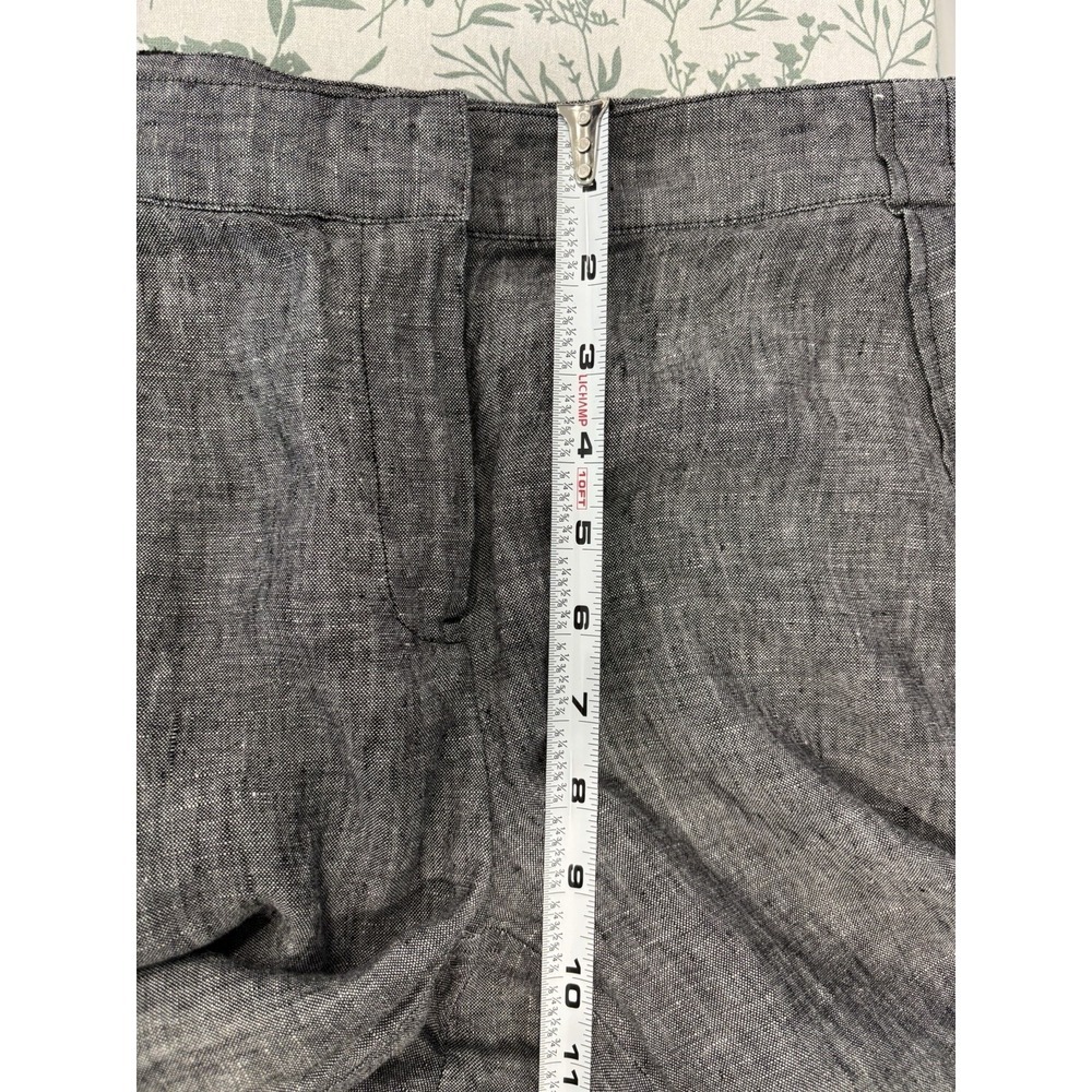 Saks Fifth Avenue 100% Linen Shorts Size 4 Gray Tailored Flat Front Summer Beach - Picture 10 of 11